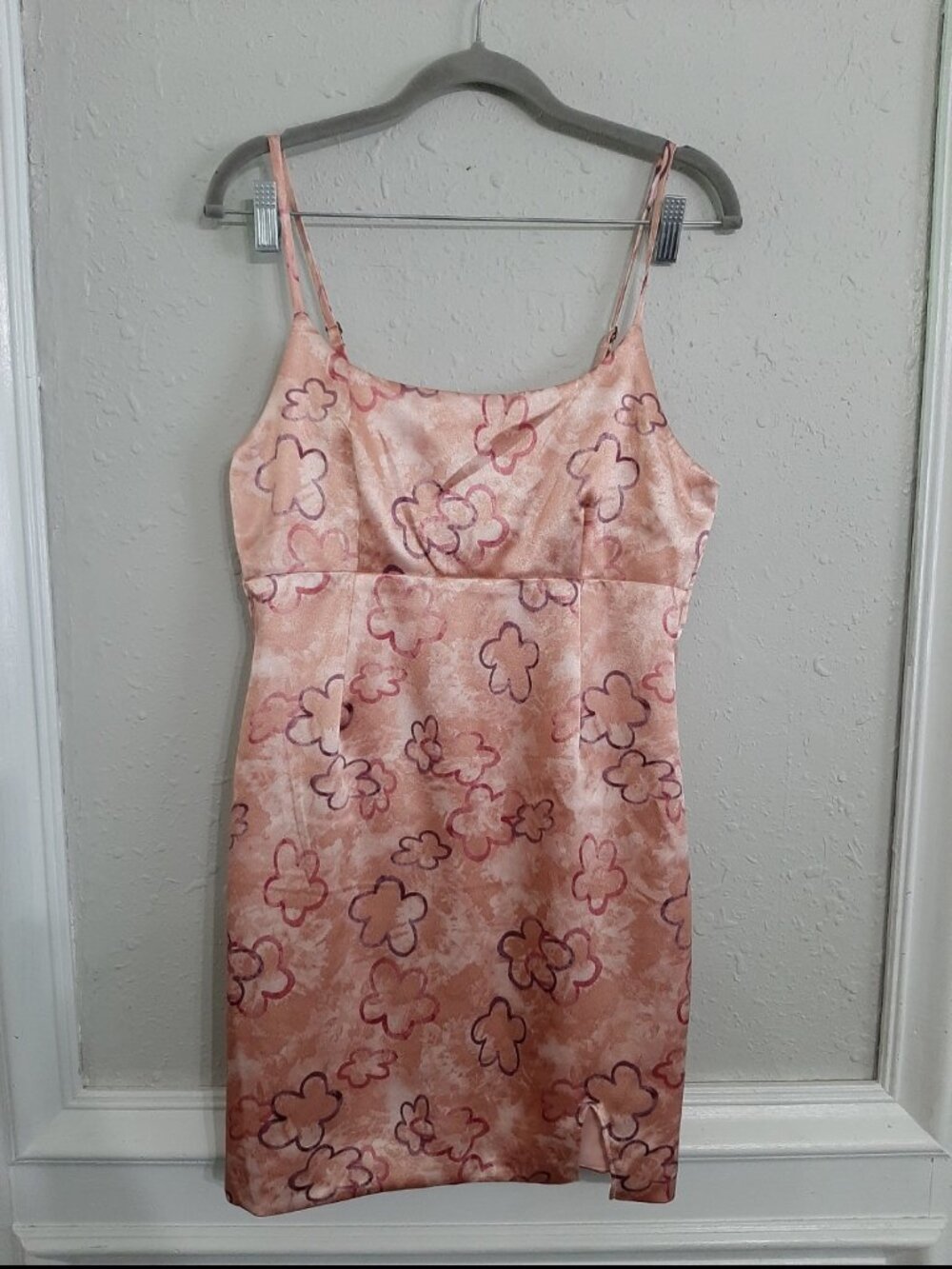Target wild fable silky retro flower power mini dress tropical peach
